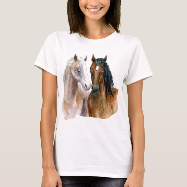 T-shirt Beaux Chevaux aquarelle (Devant)