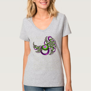 T-shirt Beaux cœurs roses verts modernes abstraits fractal