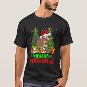 T-shirt Beaver Christmas Tree Luminations Holiday Père Noë