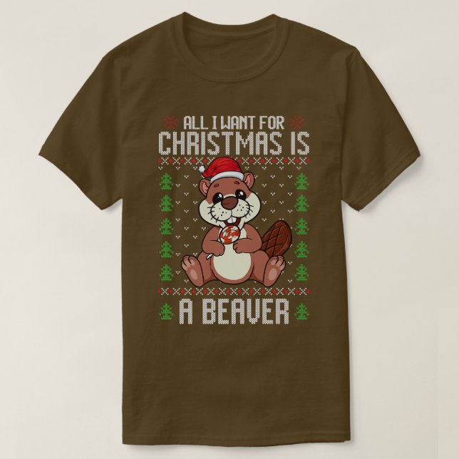 T-shirt Beaver de Noël Moins moche Noël Sweer Beave de Noë (Design devant)