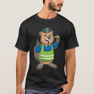 T-shirt Beaver en tant qu'agent de police avec sifflet