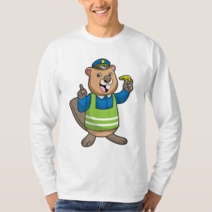 T-shirt Beaver en tant qu'agent de police avec sifflet