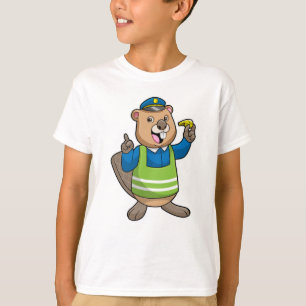 T-shirt Beaver en tant qu'agent de police avec sifflet