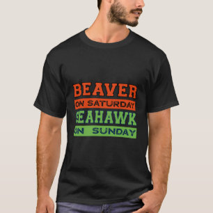 T-shirt Beaver Le Samedi Seahawk Le Dimanche Seattle Cadea
