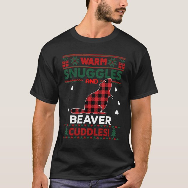 T-shirt Beaver Lover Xmas mignon animal doux pull de Noël (Devant)