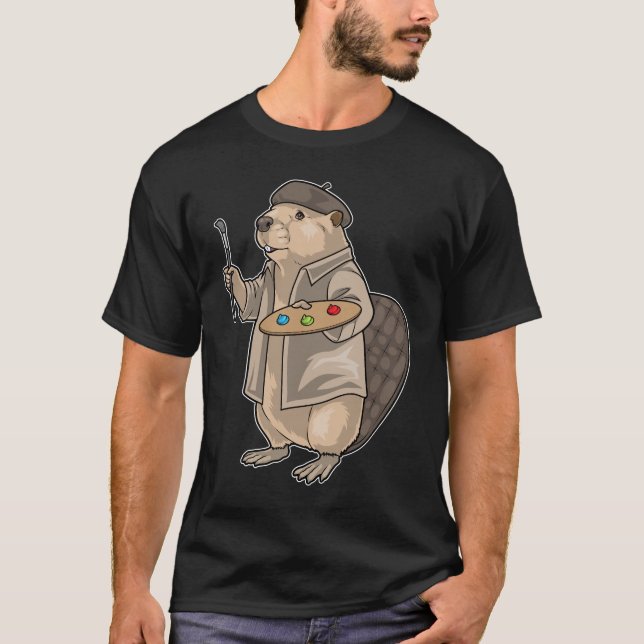 T-shirt Beaver Painter Paintbrush Painting (Devant)