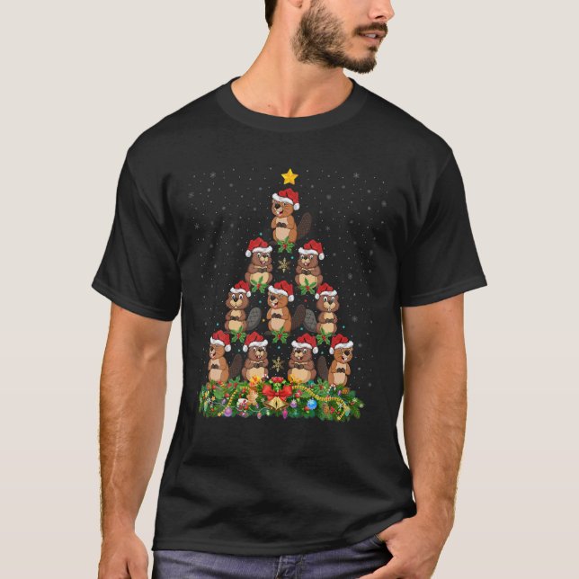 T-shirt Beavers Christmas Tree Gift Funny Christmas Beaver (Devant)