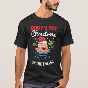 T-shirt Bébé 1er Premier Noël Sur La Grossesse Intérieure 