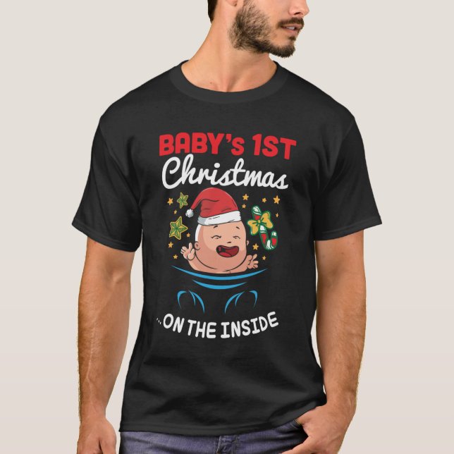 T-shirt Bébé 1er Premier Noël Sur La Grossesse Intérieure  (Devant)