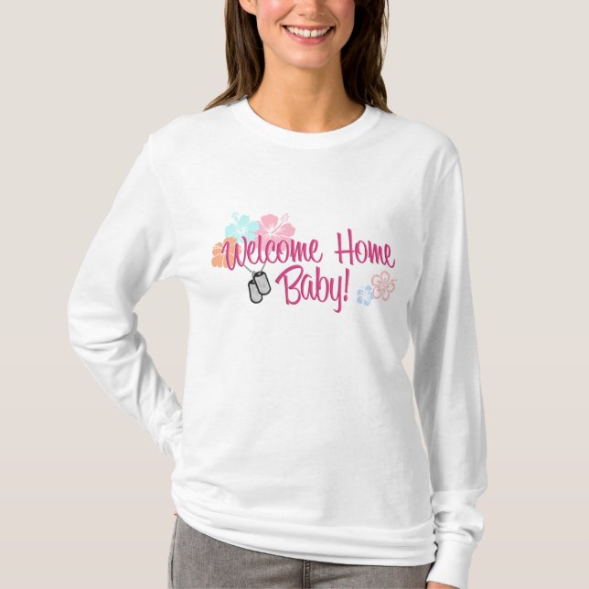 T-shirt Bébé à la maison bienvenu floral (Devant)
