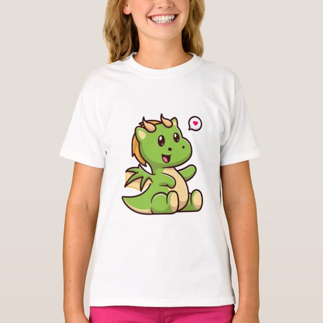 T-shirt Bébé adorable Dragon vert (Devant)