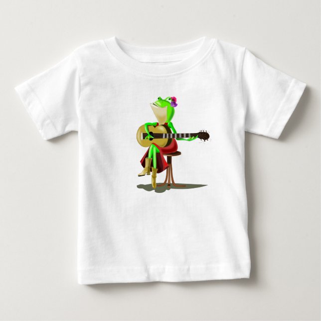 T-shirt bébé amusant avec grenouille Jouer de la g (Devant)
