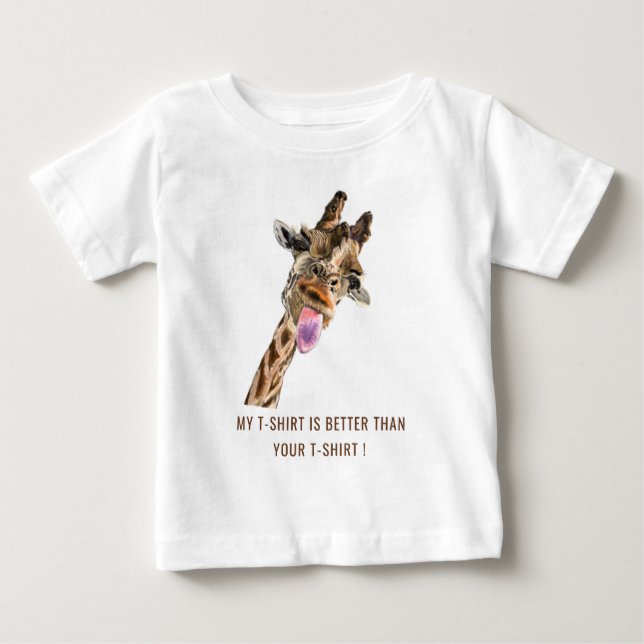 T-shirt bébé amusant avec une Giraffe joueuse - Sm (Devant)