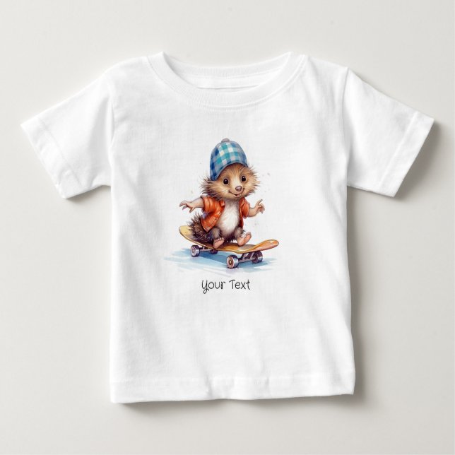 T-shirt bébé aquarelle Hérisson Heureux (Devant)