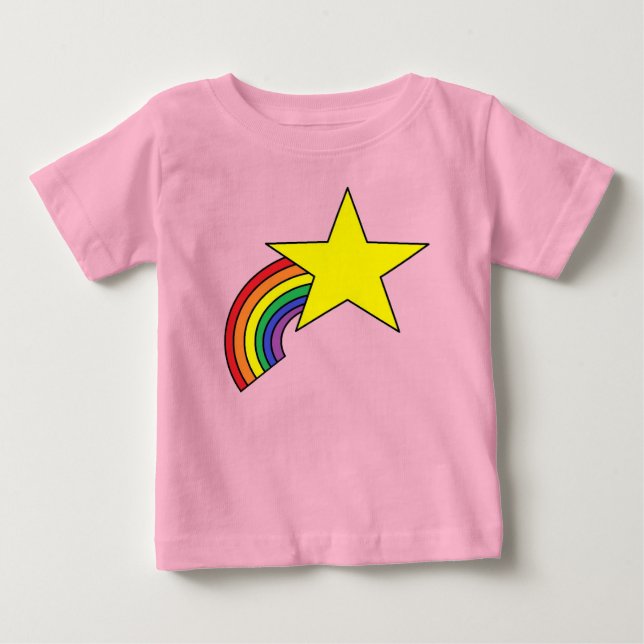 T-shirt bébé avec arc en ciel et étoile jaune (Devant)