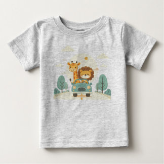 T-shirt bébé avec de mignons animaux de dessin