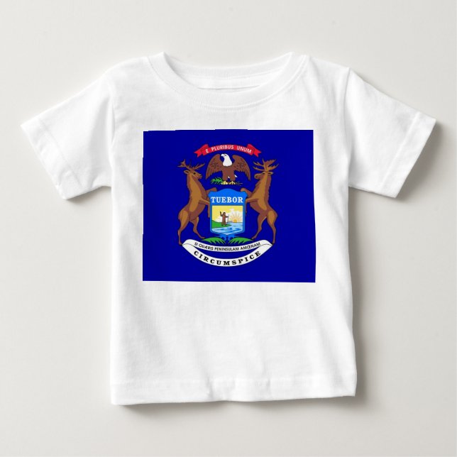 T-shirt bébé avec drapeau du Michigan, États-Unis (Devant)