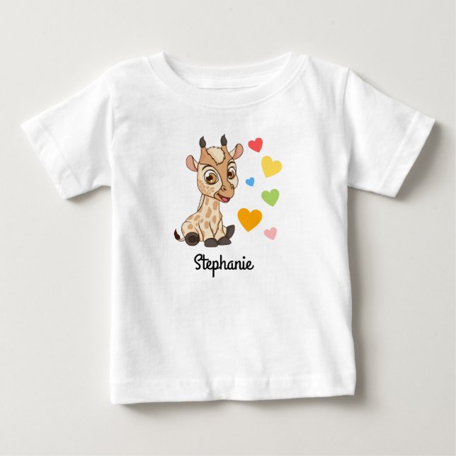 T-shirt bébé avec nom personnalisé | Baby Giraffe (Devant)