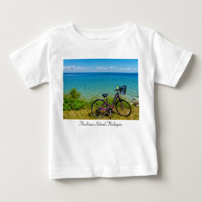 T-shirt bébé bébé vélo de l'île Mackinac (Devant)