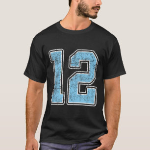 T-shirt Bébé Bleu Blanc Numéro 12 Joueur Jersey Uniforme #