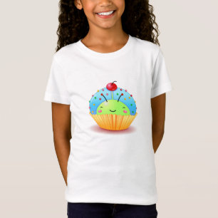 T-Shirt Bébé bleu de filles de petit gâteau de coccinel