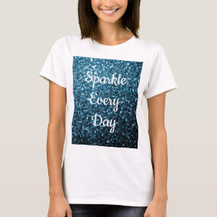 T-shirt Bébé bleu faux paillettes scintillement texte tous