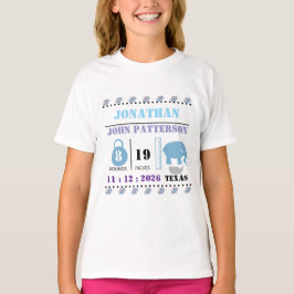 T-shirt Bébé bleu mignon Eléphant Faire-part de naissance
