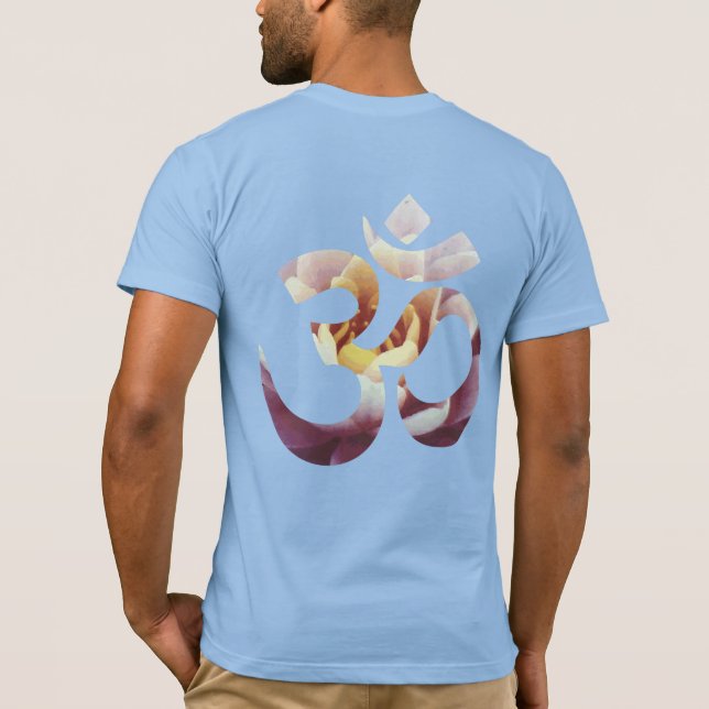 T-shirt Bébé Bleu Om Lotus Mantra Yoga Mens Modèle (Dos)