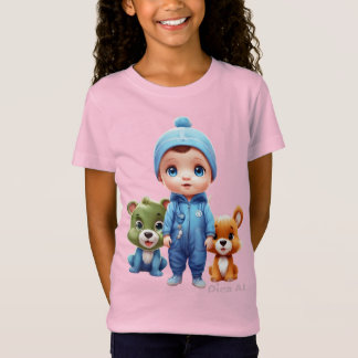 T-Shirt Bebê bonito de toquinha azul grande dos desenhos