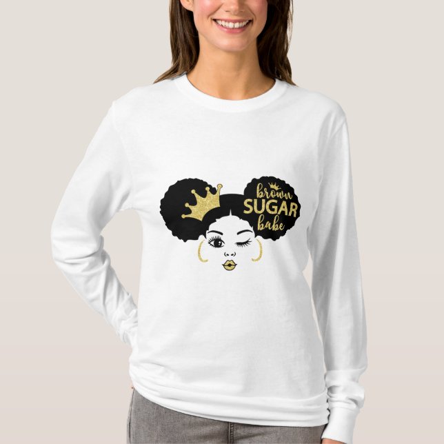 T-shirt Bébé Brown de sucre en noir et or (Devant)