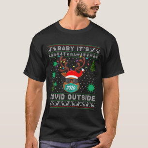 T-shirt Bébé C O-V I D Dehors Reindeer Laid Christma