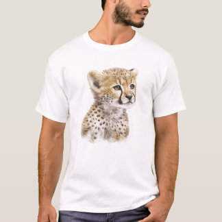 T-shirt Bébé Cheetah Art Aquarelle Peinture Portrait