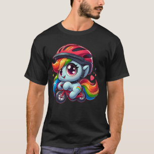 T-shirt Bébé cheval drôle faisant du vélo Filles Garçons