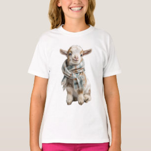 T-shirt Bébé Chèvre Écharpe à Carreaux Enfants
