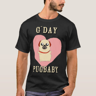 T-shirt Bébé chien carlin avec cœur
