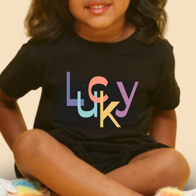 T-shirt bébé coloré Lucky | DP7Art (baby t shirt, black t shirt, typo, text, colorful, multicolor, catchy, cool, playful, funny t shirt)