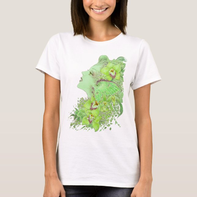 T-shirt Bébé d'art d'imaginaire - poupée T - le Faery vert (Devant)