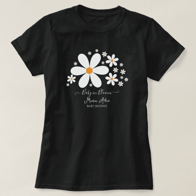 T-shirt Bébé en fleur Baby shower blanc marguerite (Design devant)