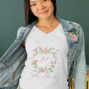 T-shirt Bébé En Fleur Cimier Floral Monogramme Rose