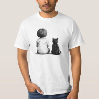 T-shirt bébé et chat assis ensemble