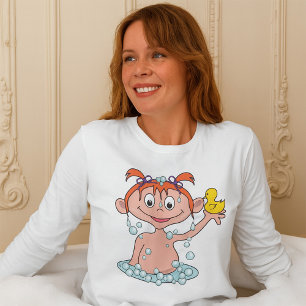 T-shirt Bébé Fille Dans Un Bain Femmes Longues Manches