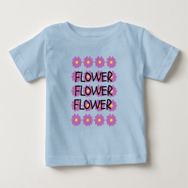 T-shirt bébé fleur bleue fine  (Devant)