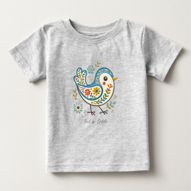 T-Shirt bébé floral Blue Bird (Devant)