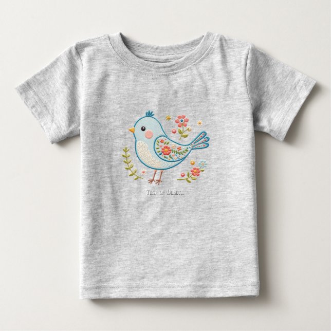 T-shirt bébé floral Little Blue Bird (Devant)