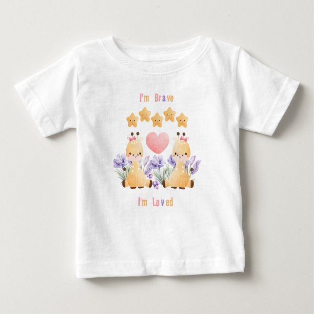 T-Shirt Bébé Giraffe Cute | Je suis courageuse - J (Devant)