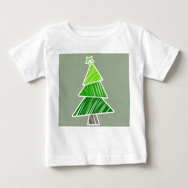 T-shirt bébé Green Sketchy Christmas Tree (Devant)