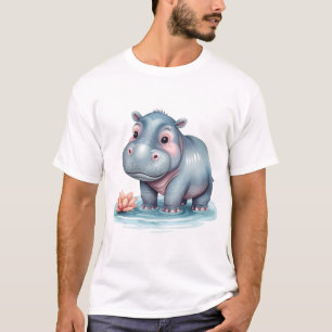 T-shirt Bébé hippopotame mignon au bassin de nénuphars