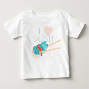 T-shirt bébé "I Love Sushi" Ours Bleu Gummy