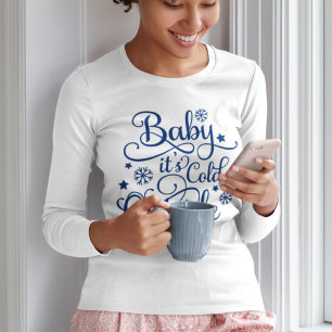 T-shirt Bébé il fait froid dehors Femmes blanches Marine