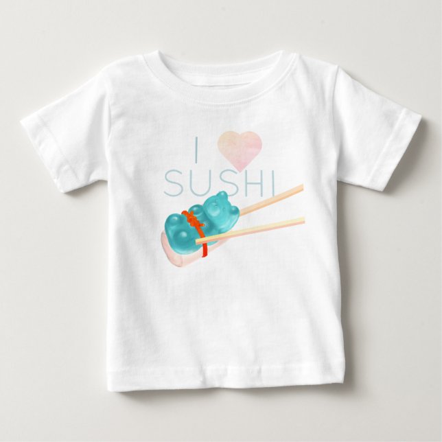 T-shirt bébé "J'adore les sushis" Ourson Gomme Ble (Devant)